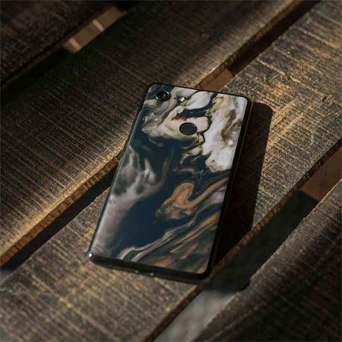 Copper and Black Marble Ink Google Pixel 3 XL Skin